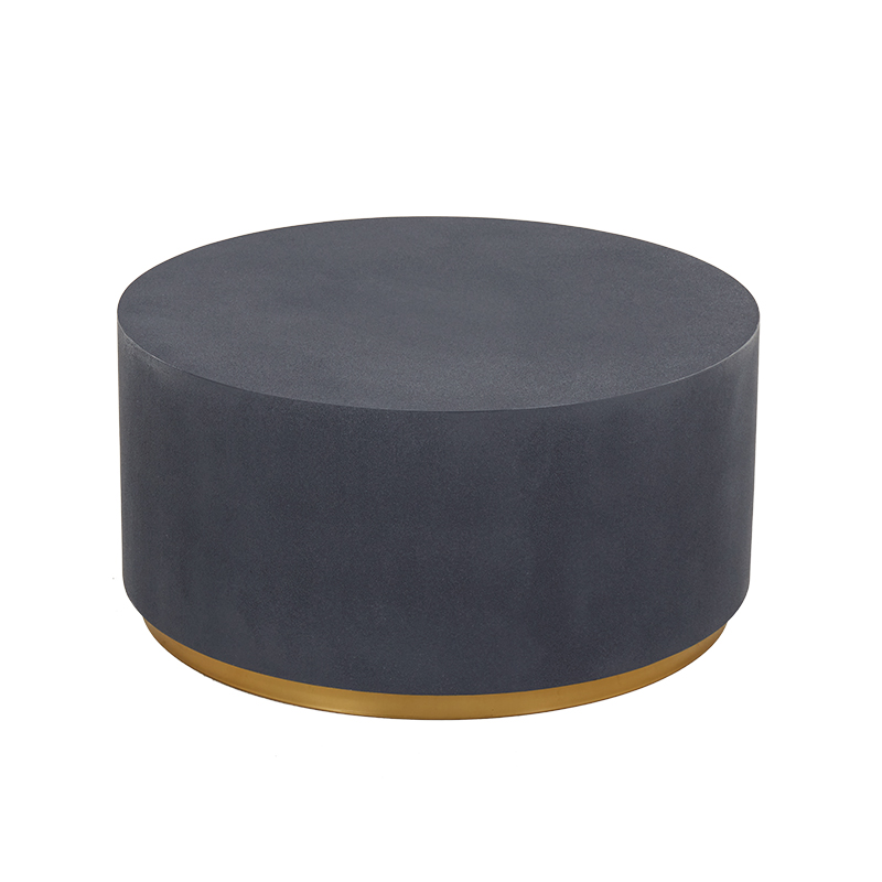 Industrial Coffee Table Round Cement-Like Coffee Table in Deep Gray