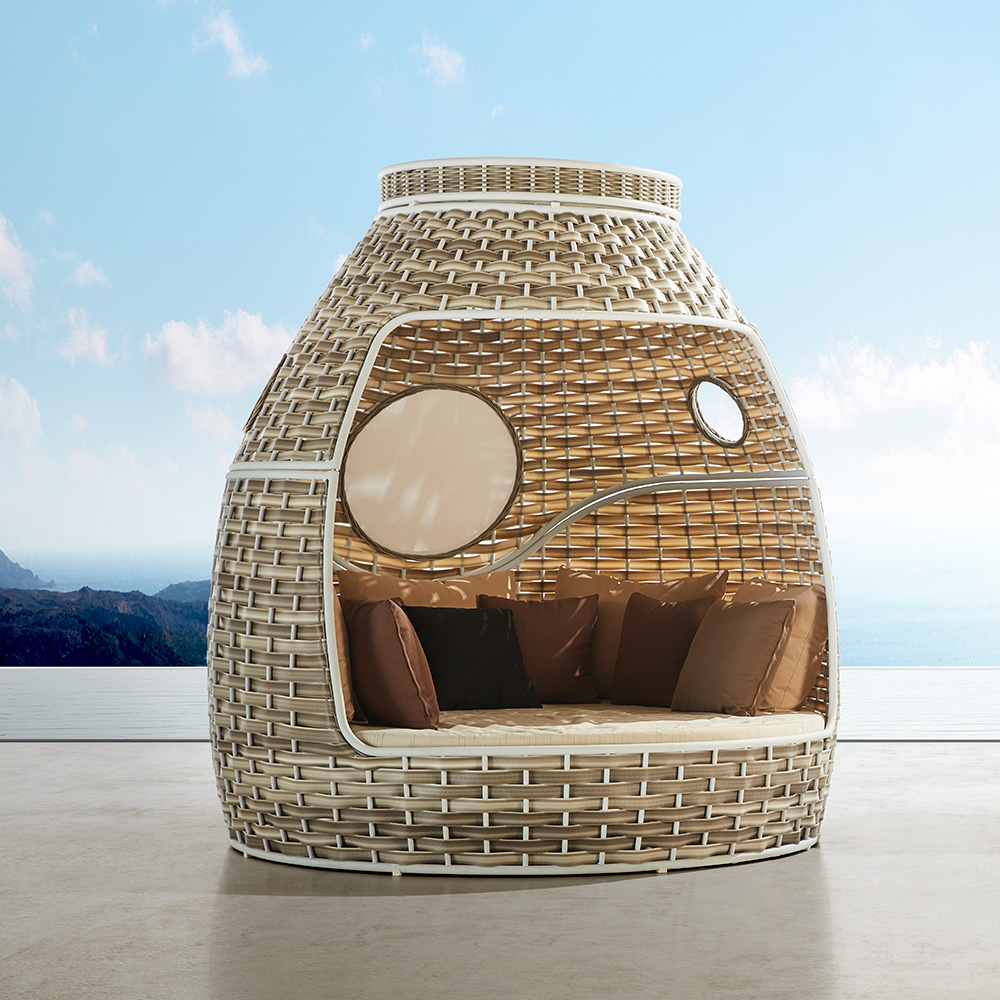 

2-Pieces Rattan Woven Outdoor Sectional Daybed Set Sofa Bed with Cushion Pillow