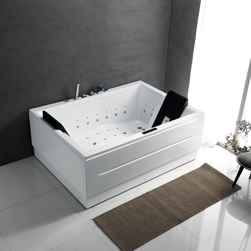 71" Modern Acrylic Corner Bathtub Whirlpool Air Massage 3 Sided Apron Tub In White Chromatherapy Led