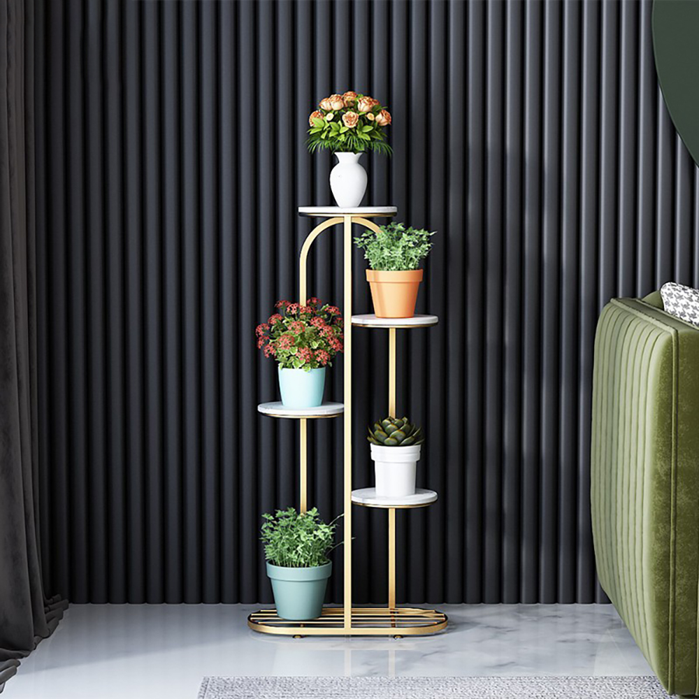 Nordic Freestanding Display Plant Stand In Gold
