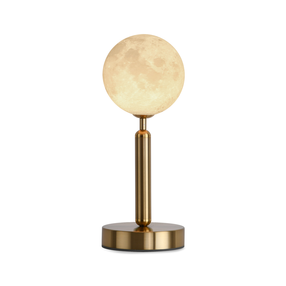Modern 1-Light 3D Moon Lampshade Gold Iron Plating Table Lamp