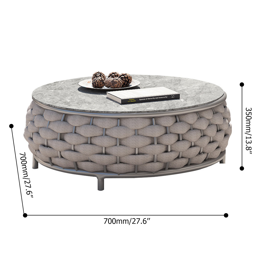 4 Pieces Textilene Rope Woven Outdoor Sectional Sofa Set with Removable