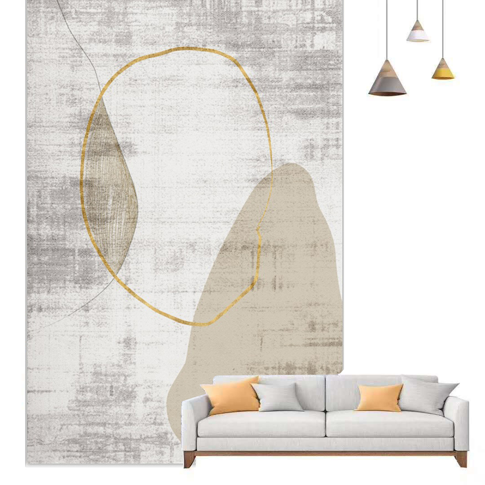 6'×9' Modern Simple Beige&Gold Rectangle Area Rug