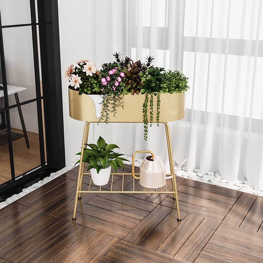 

Contemporary Freestanding Plant Stand in Gold