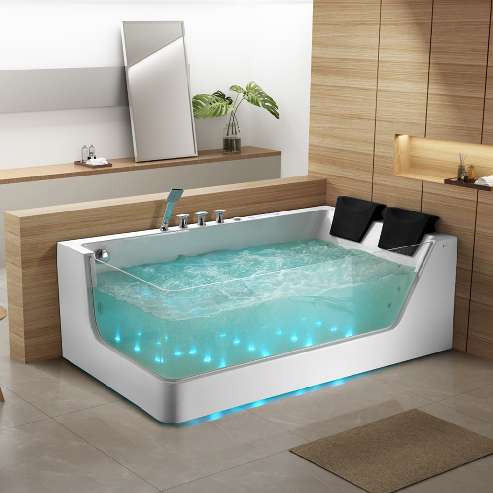 Image of 71" Acrylic LED Water Massage Bathtub Decoration Transparent in White