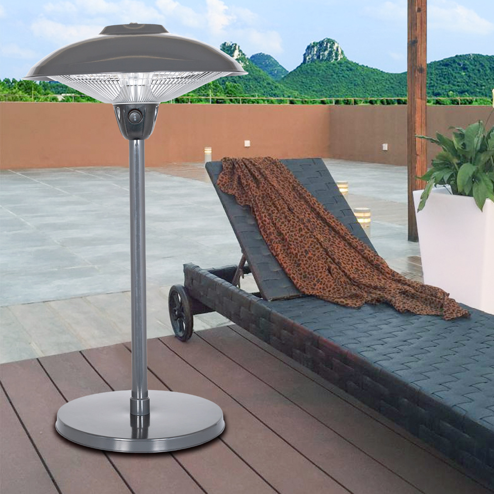 1500w Floor-standing Outdoor Electric Heater With Rocker Switch Silver