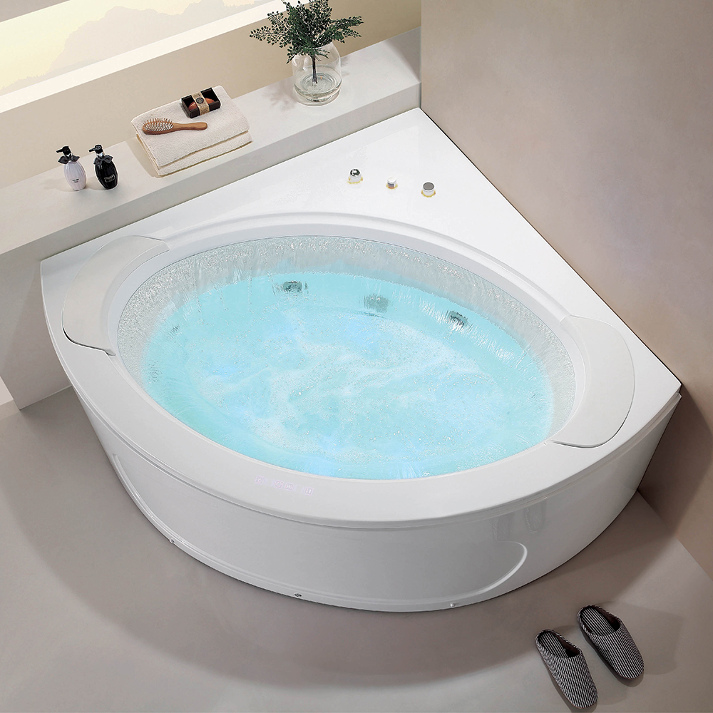 61" Led Thermostatic Acrylic Sector Whirlpool Water Massage 1 Sided Apron Bathtub