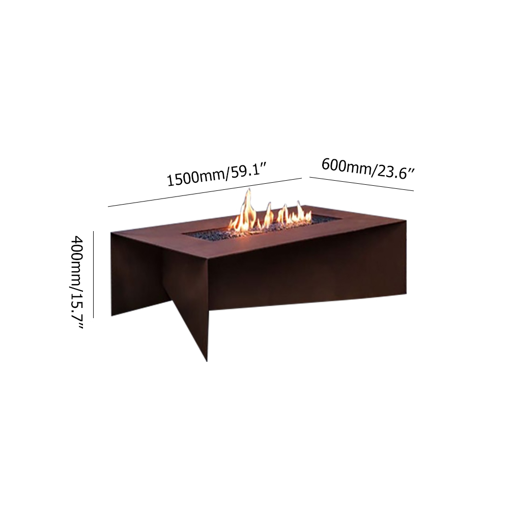 Modern Propane Fire Pit Rectangular Steel Table for Outdoor