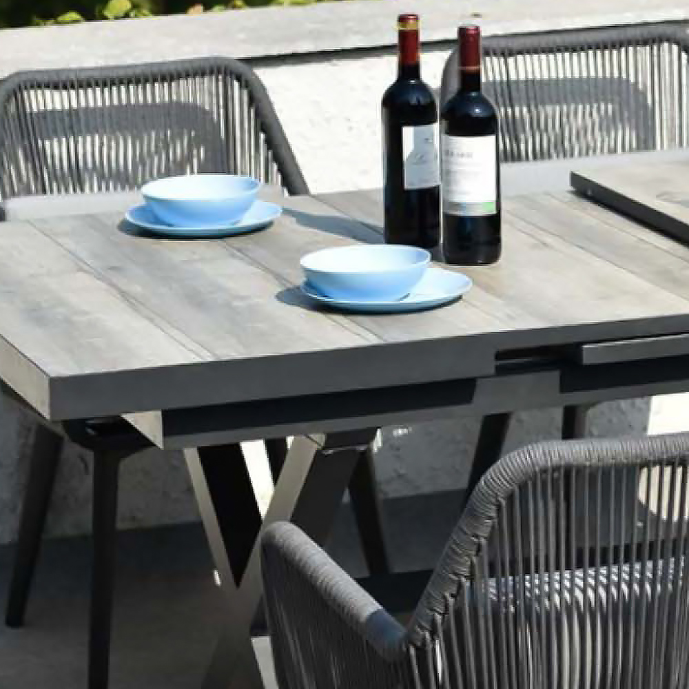 7Piece Aluminum Outdoor Dining Set with Ceramictop and Extendable