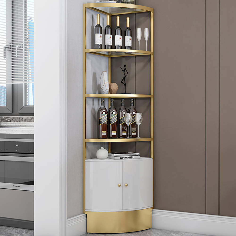 

73" Nordic Display Cabinet White Corner Cabinet Tempered Glass Shelves