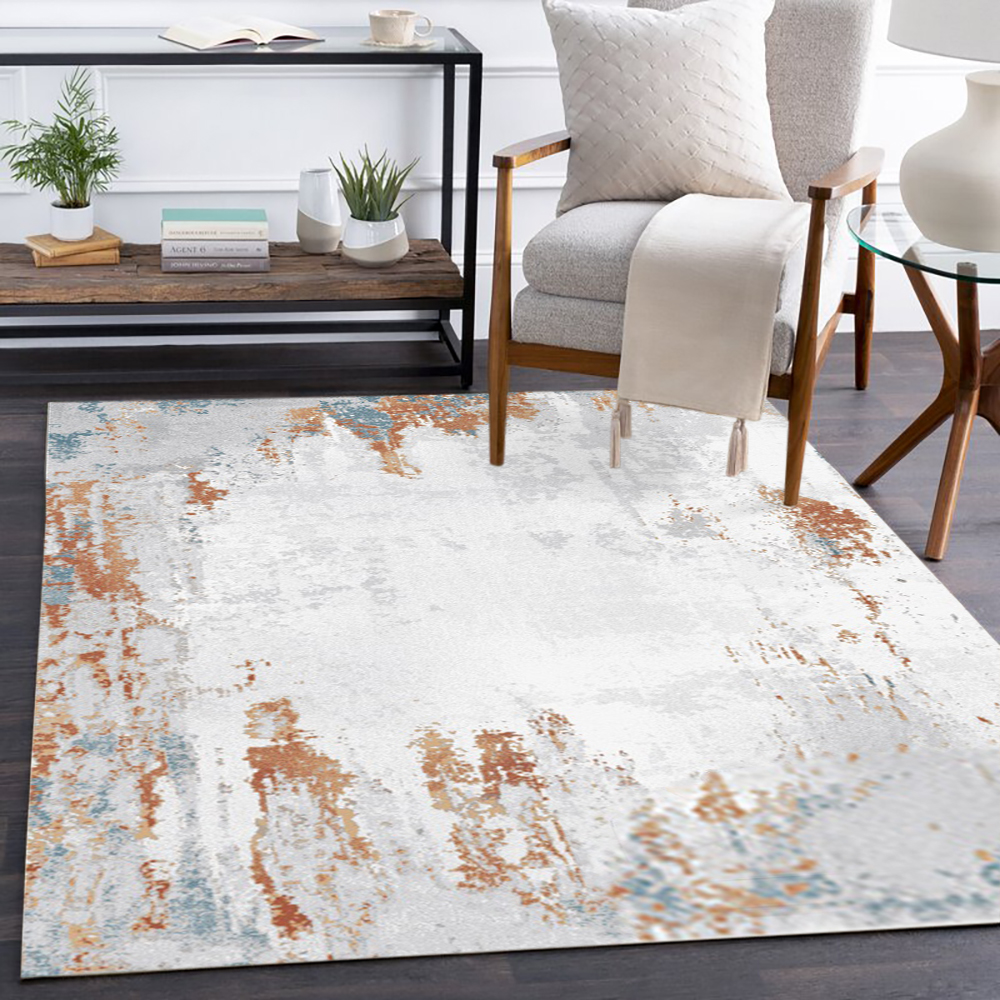 6' x 9' Modern Abstract Ink Painting Multi-colored Rectangle Area Rug