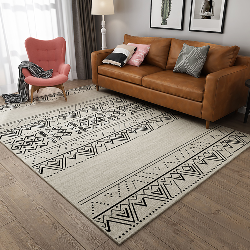

9' × 12' Modern Minimalist Geometric Beige & Black Rectangle Area Rug