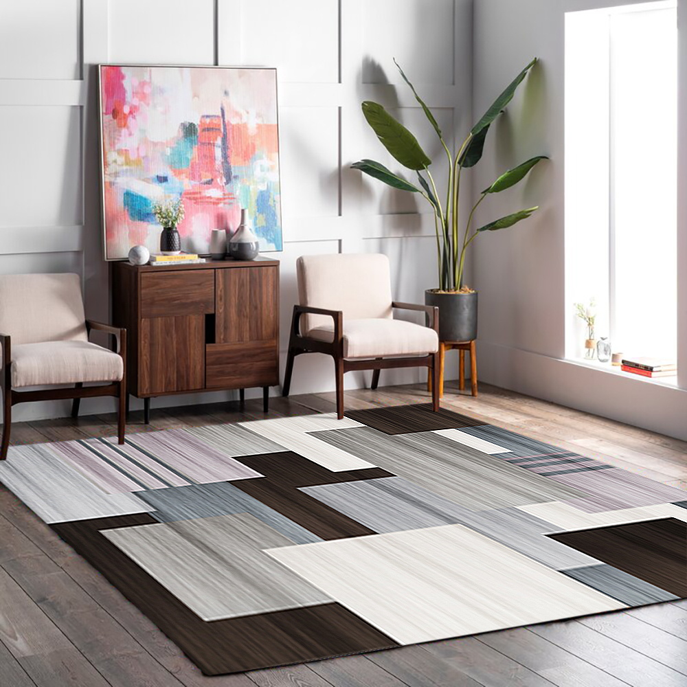 8' × 10' Modern Abstract Gradient Geometric Multi-colored Rectangle Area Rug