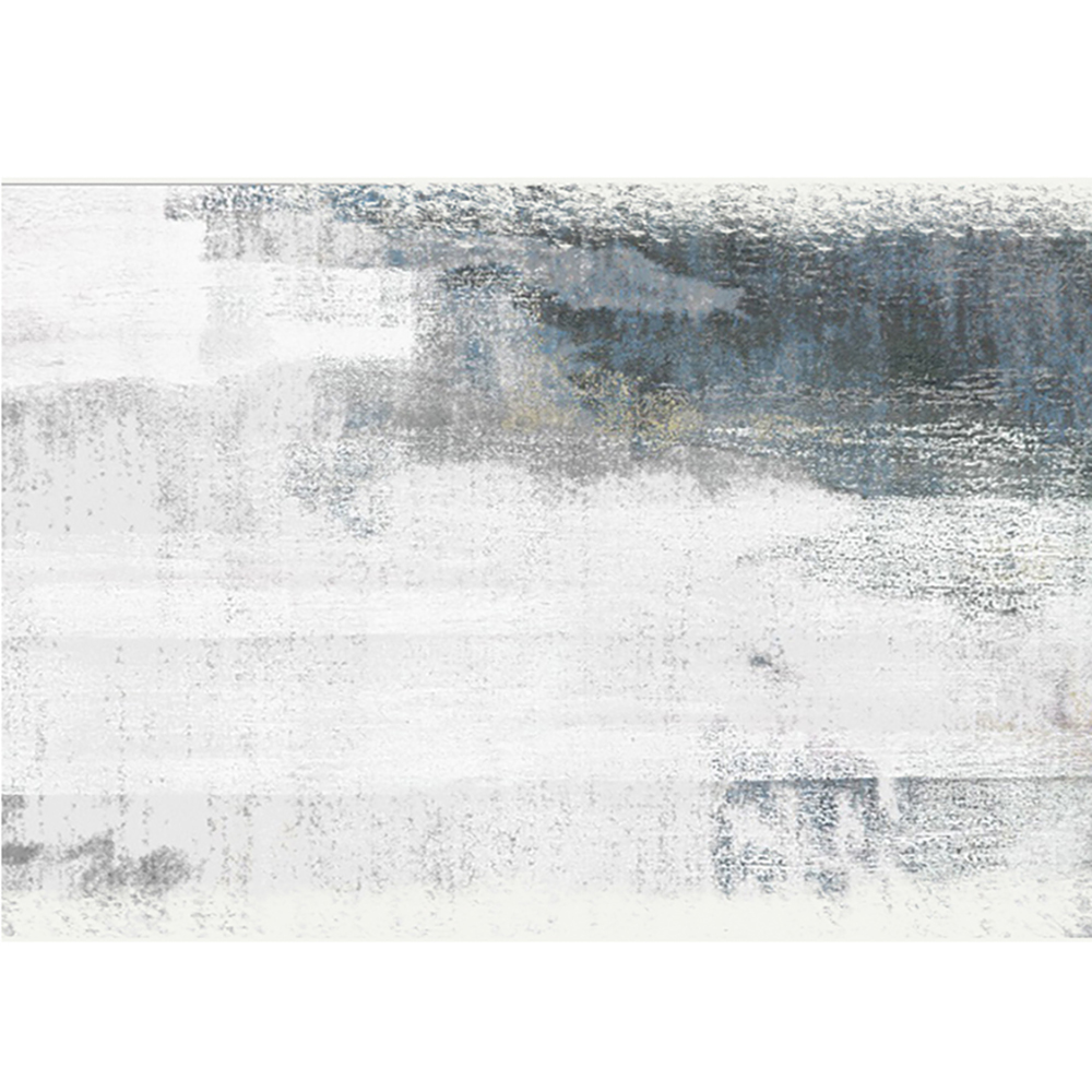 6' × 9' Modern Abstract Ink Painting Gray & Ink Blue Rectangle Area Rug