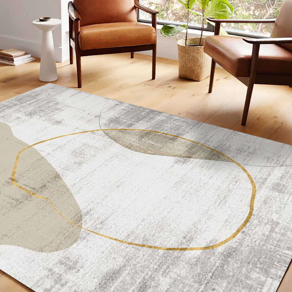 5'×8' Modern Simple Beige&Gold Rectangle Area Rug