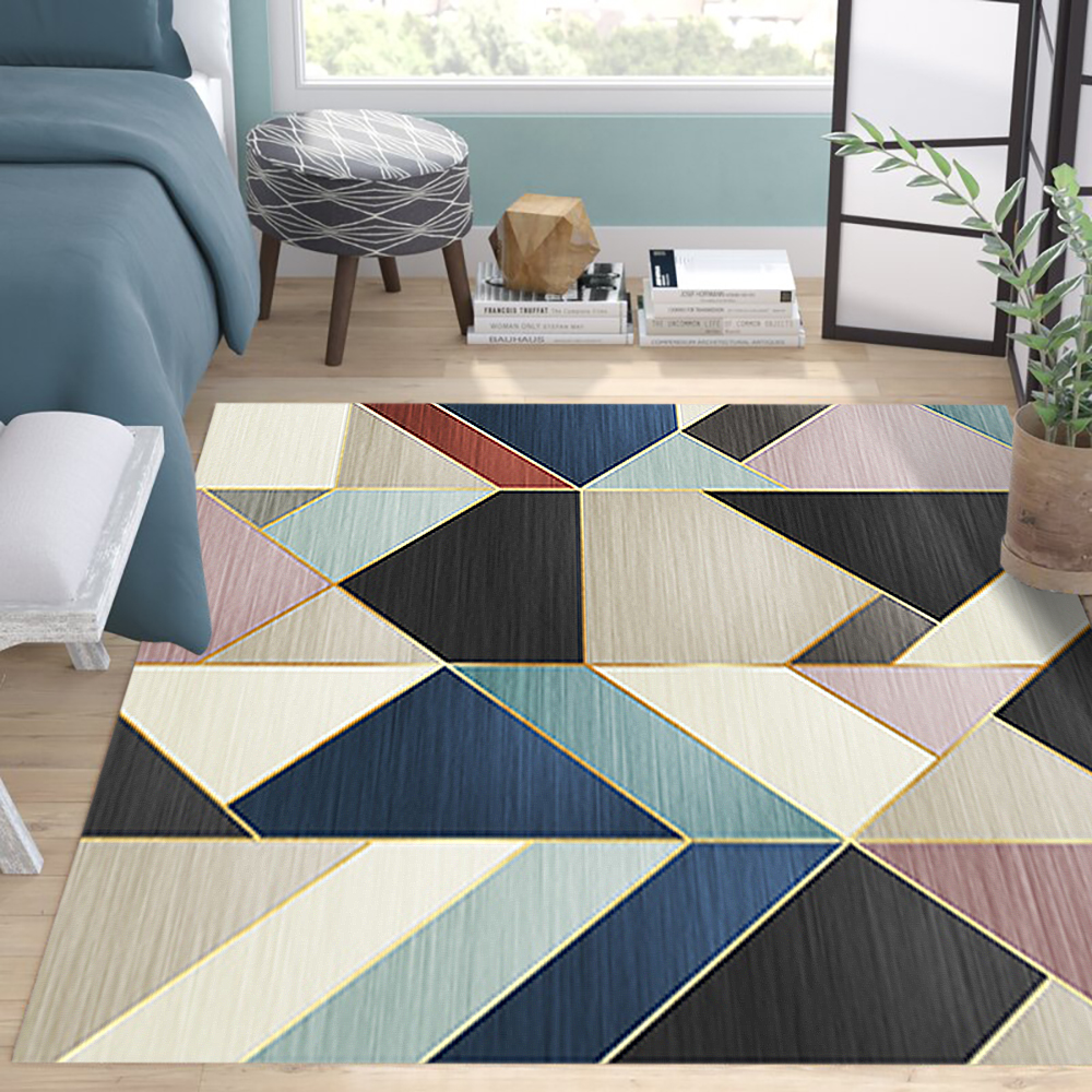 6'×9' Modern Abstract Gradient Geometric Multi-colored Rectangle Area Rug
