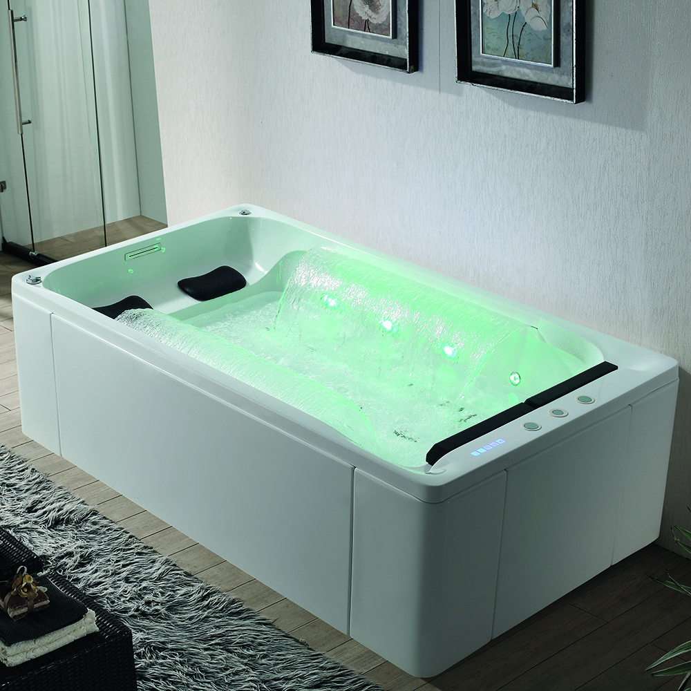 

82.68" Modern Zero-Gravity Flotation Tub Whirlpool Jetted White Acrylic Bathtub