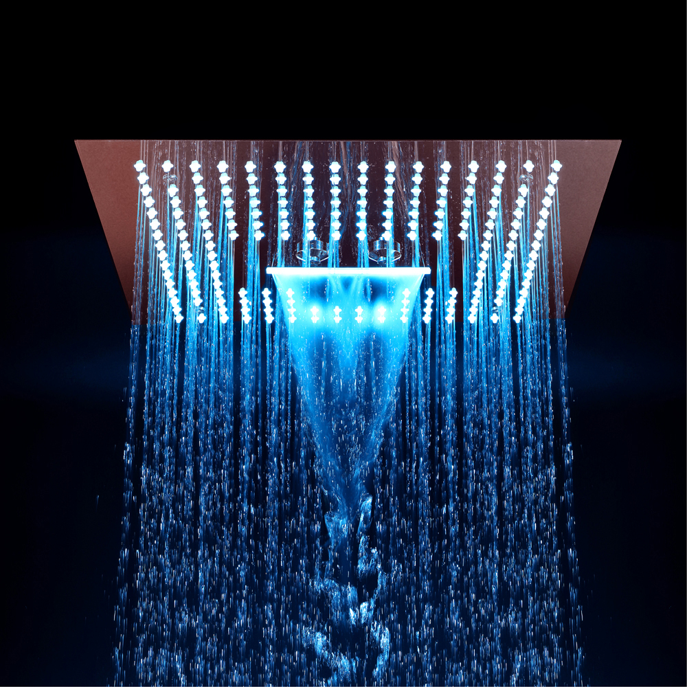 Image of 16" Square Ceiling Showerheads 3 Function 304 Stainless Steel Bathroom LED Shower Head