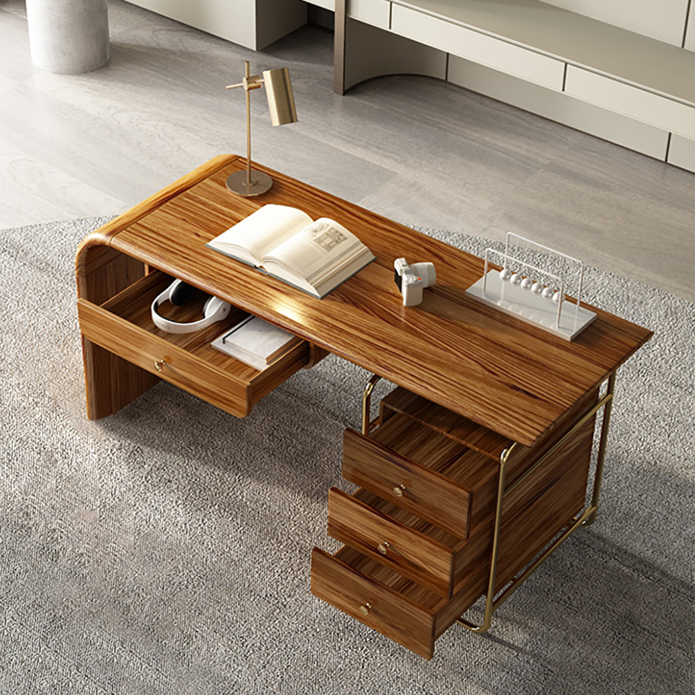 

63" Modern Home Office Rectangular Desk with 4 Drawers Wood Desk