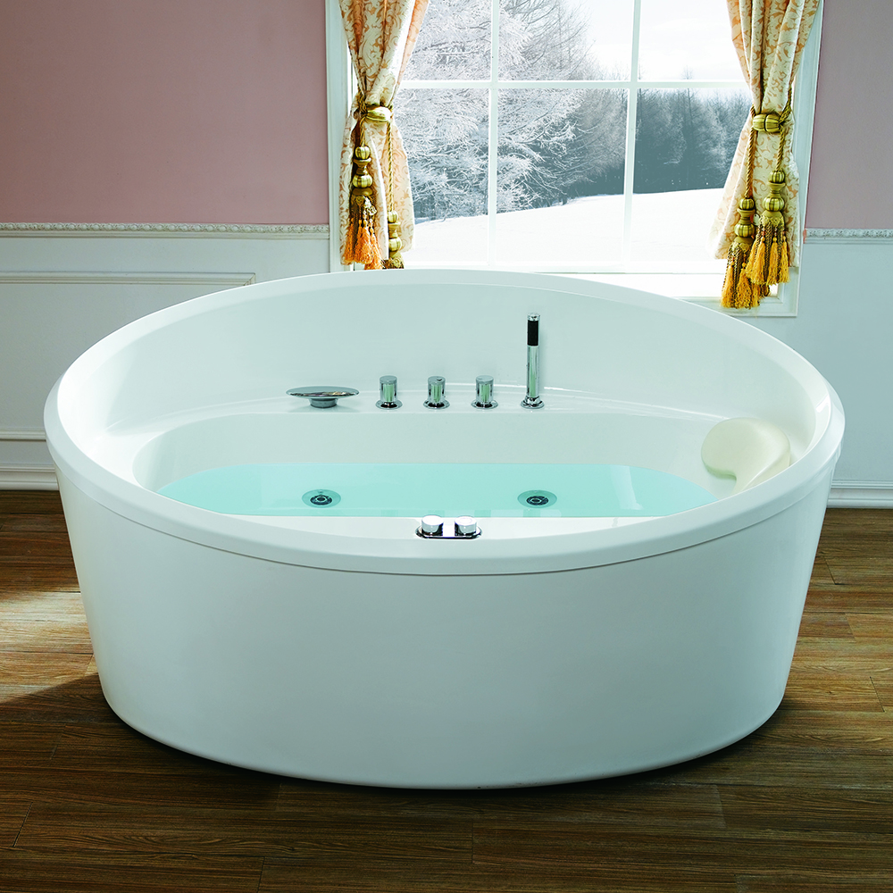 67" Modern Freestanding Oval White Acrylic Air Whirlpool Jetted Bathtub