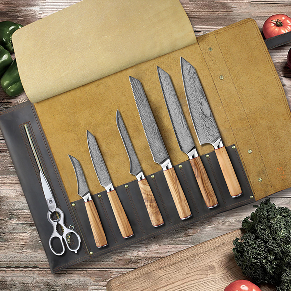 

8 Pieces of Damascus Kitchen Knives