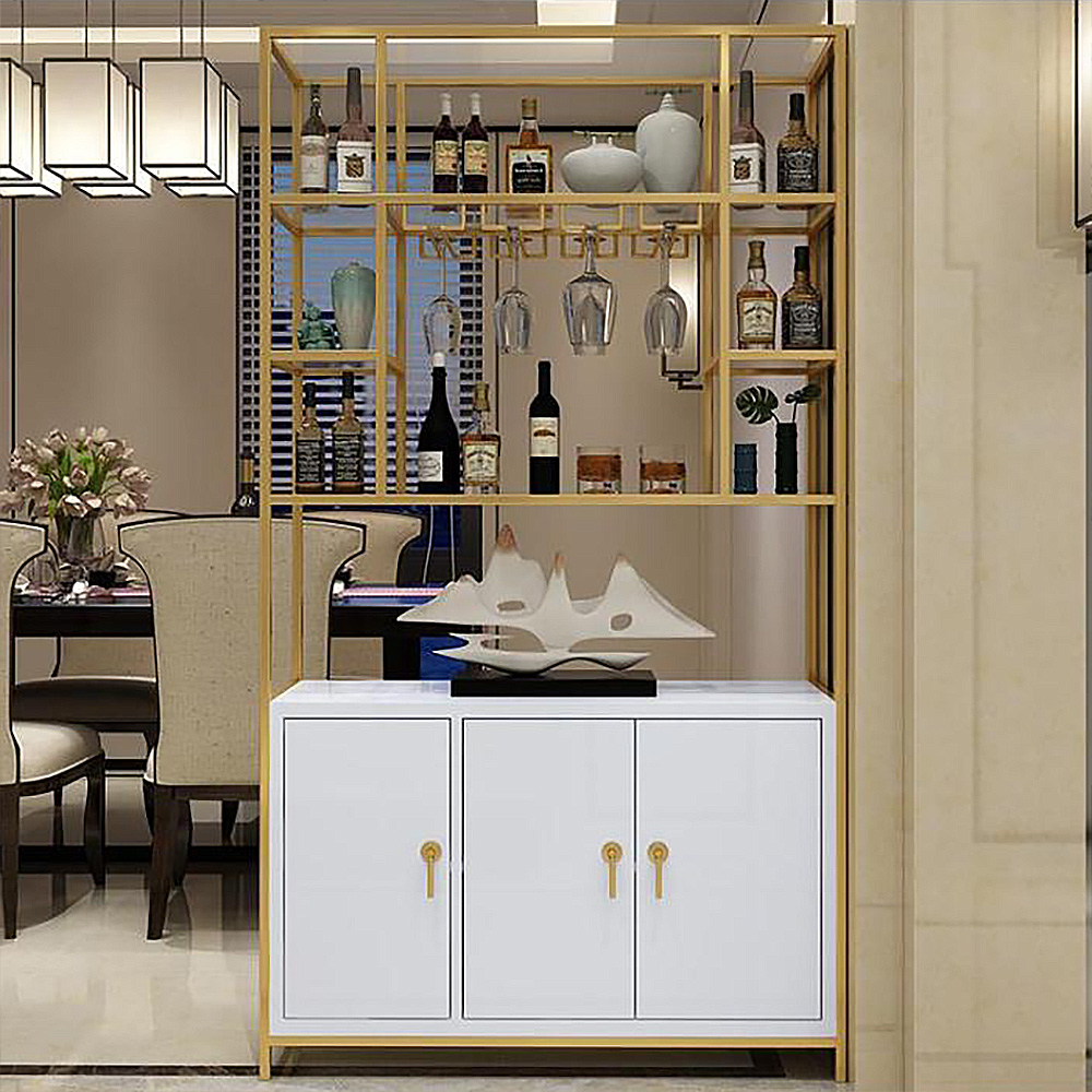 Modern Bar Glass Holders & Wine Shelves 2 Doors 68"Homary