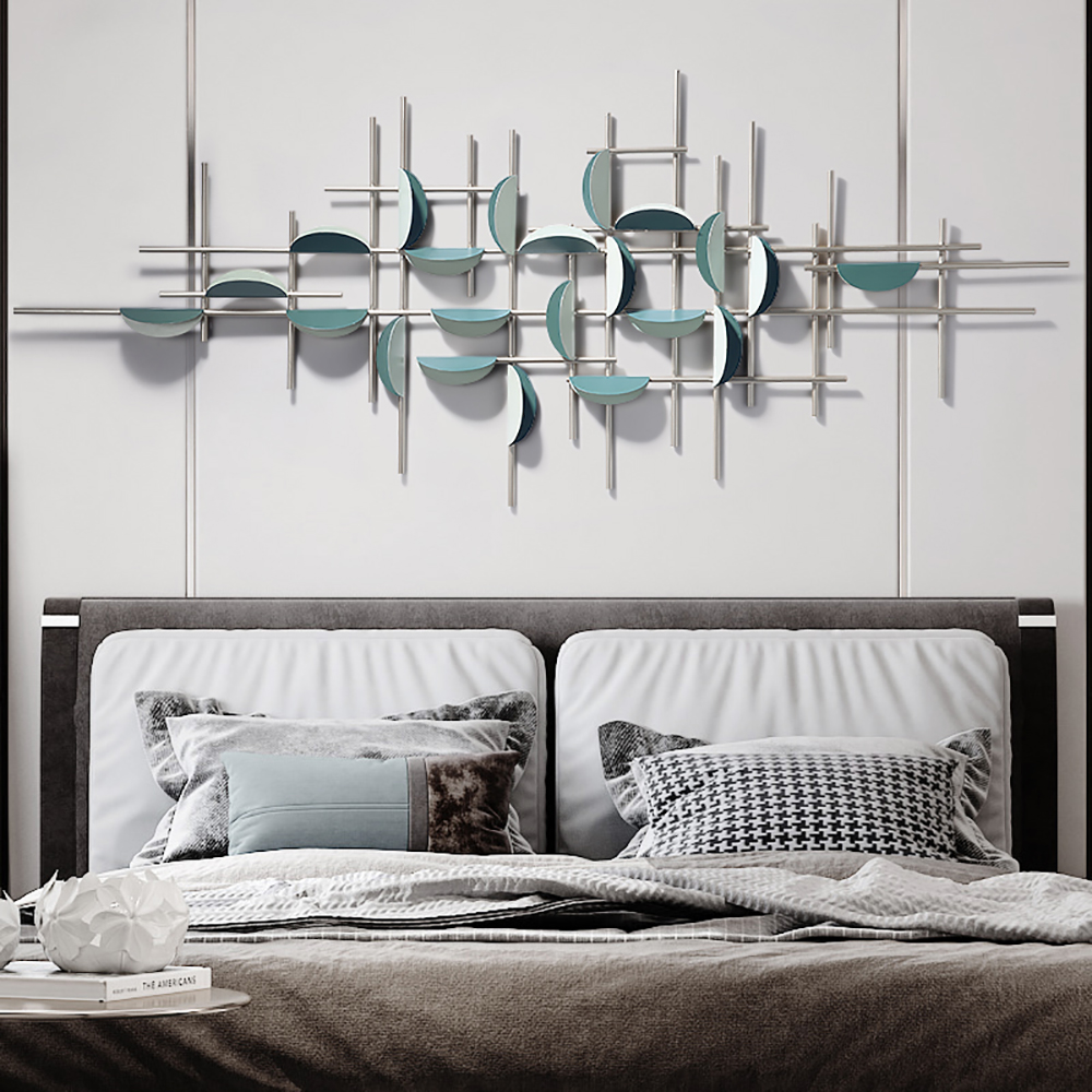 

Nordic Creative 3D Wall Decor Sofa Background Blue Wall Accent in Metal
