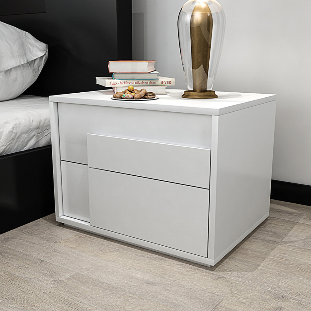 

Modern White Rectangle Nightstand with 1 Drawer