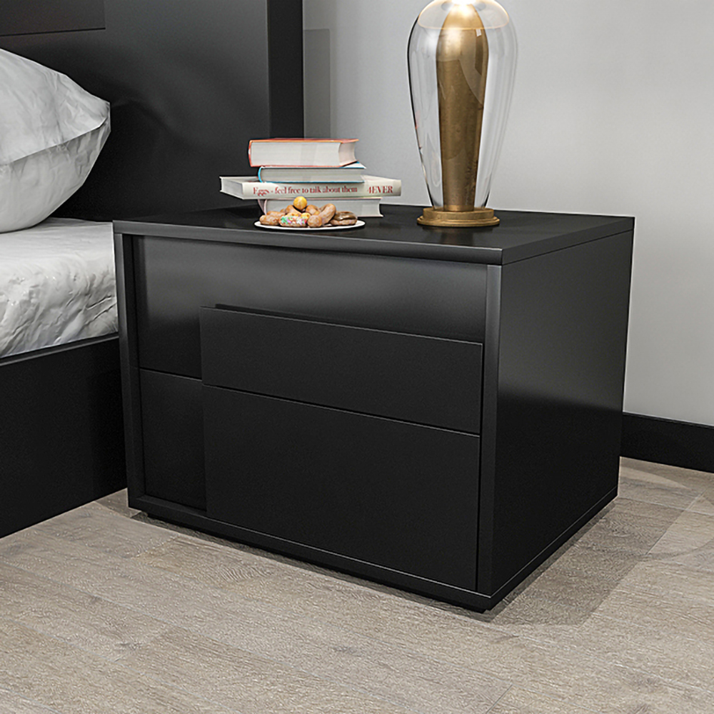 Modern Black Rectangle Nightstand with 1 Drawer