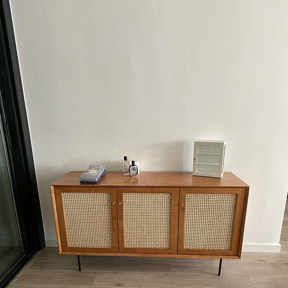 

Modern Buffet Cabinet Walnut Kitchen Buffet Storage Cabinet Dining Room Buffet Server Cabinet with 3 Doors