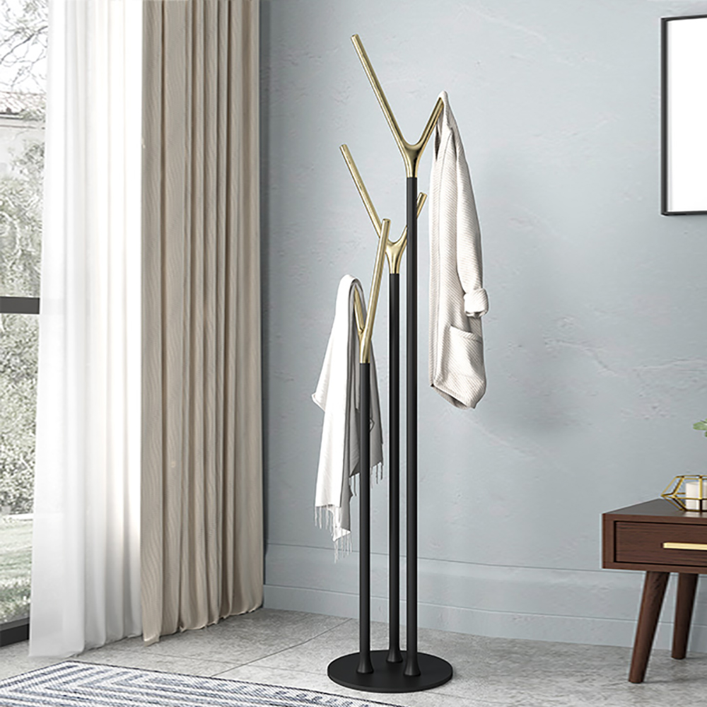 Modern Branch-Shaped Hanging Coat Rack in Gold & Black