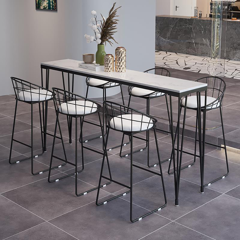 

78.7" Modern Home Bar Set with Metal Base 6 Bar Stools Included