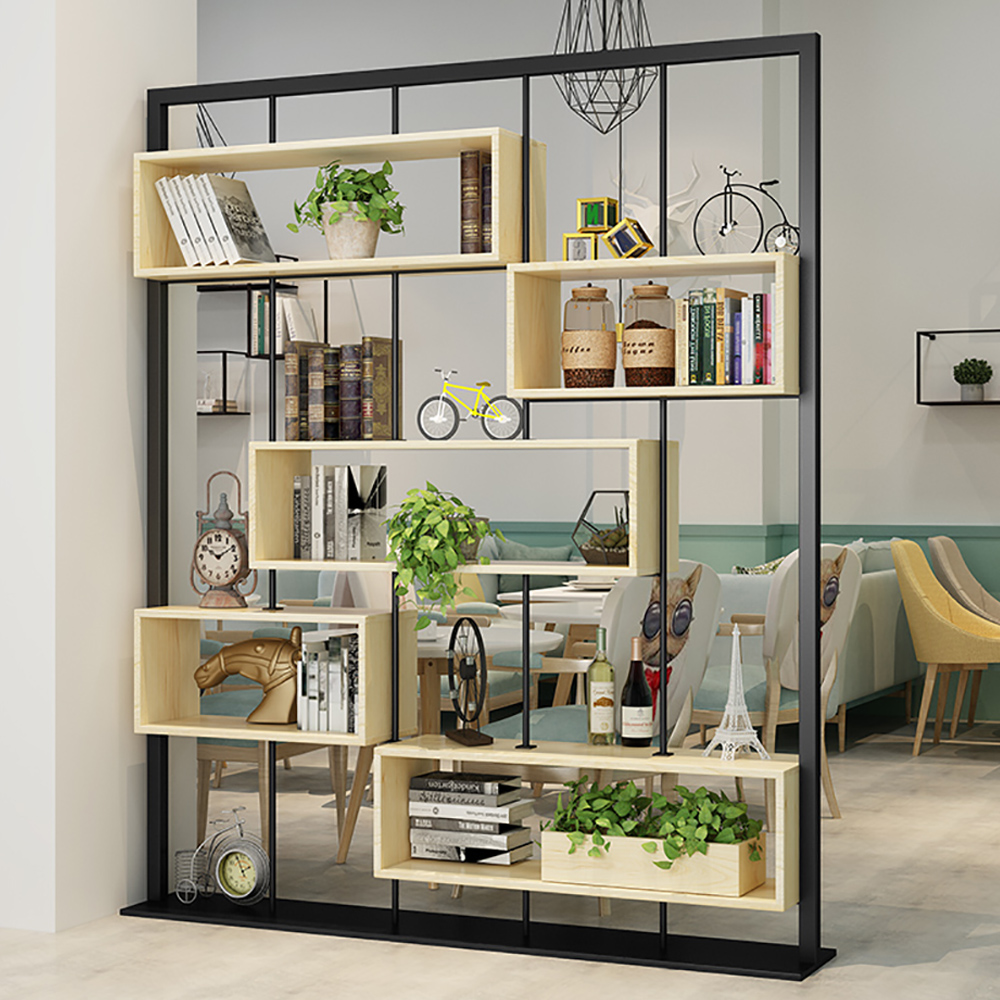 

Modern Freestanding 5-Tier Bookshelf in Metal & Solid Wood