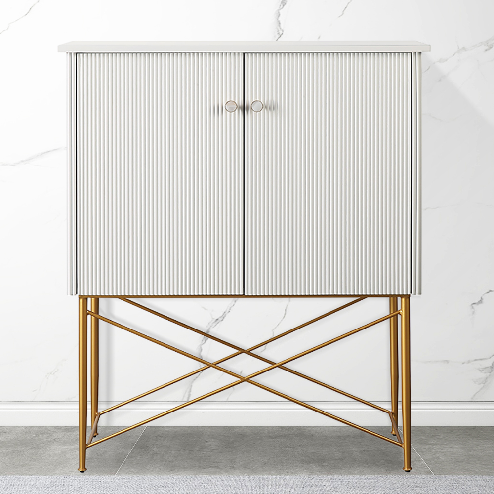 

Italian White Display Cabinet 39" 2-Door Cabinet X-Shaped High Base
