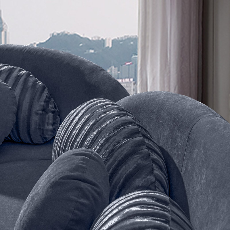 Ensemble de canapé sectionnel en velours avec canapé de sol incurvé moderne à 7 places ottoman en gris foncé