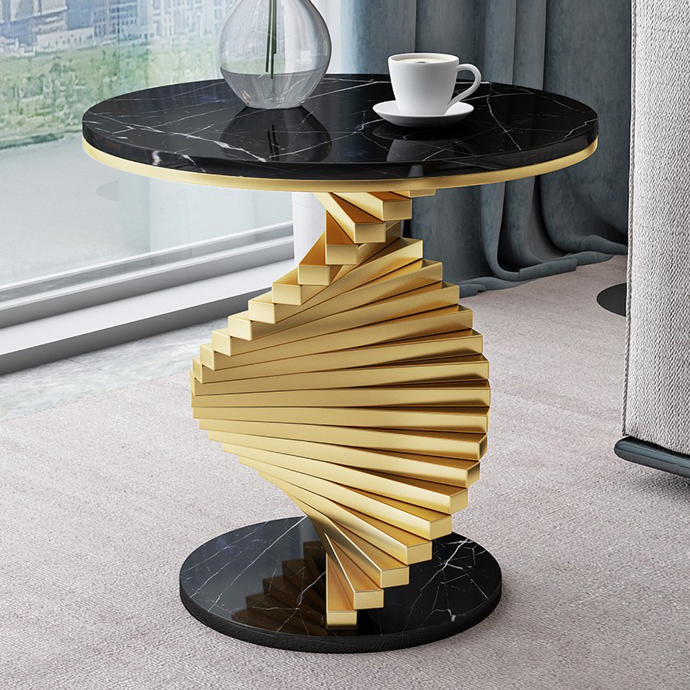 Table d'appoint moderne noire avec table en marbre