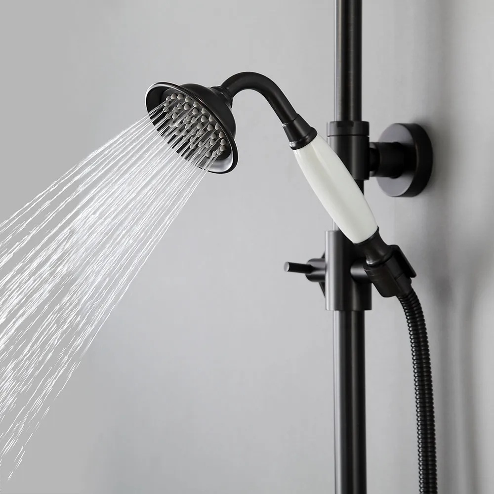 Chester Rainfall Showerhead with Handheld Shower Exposed Shower Set Antique Black