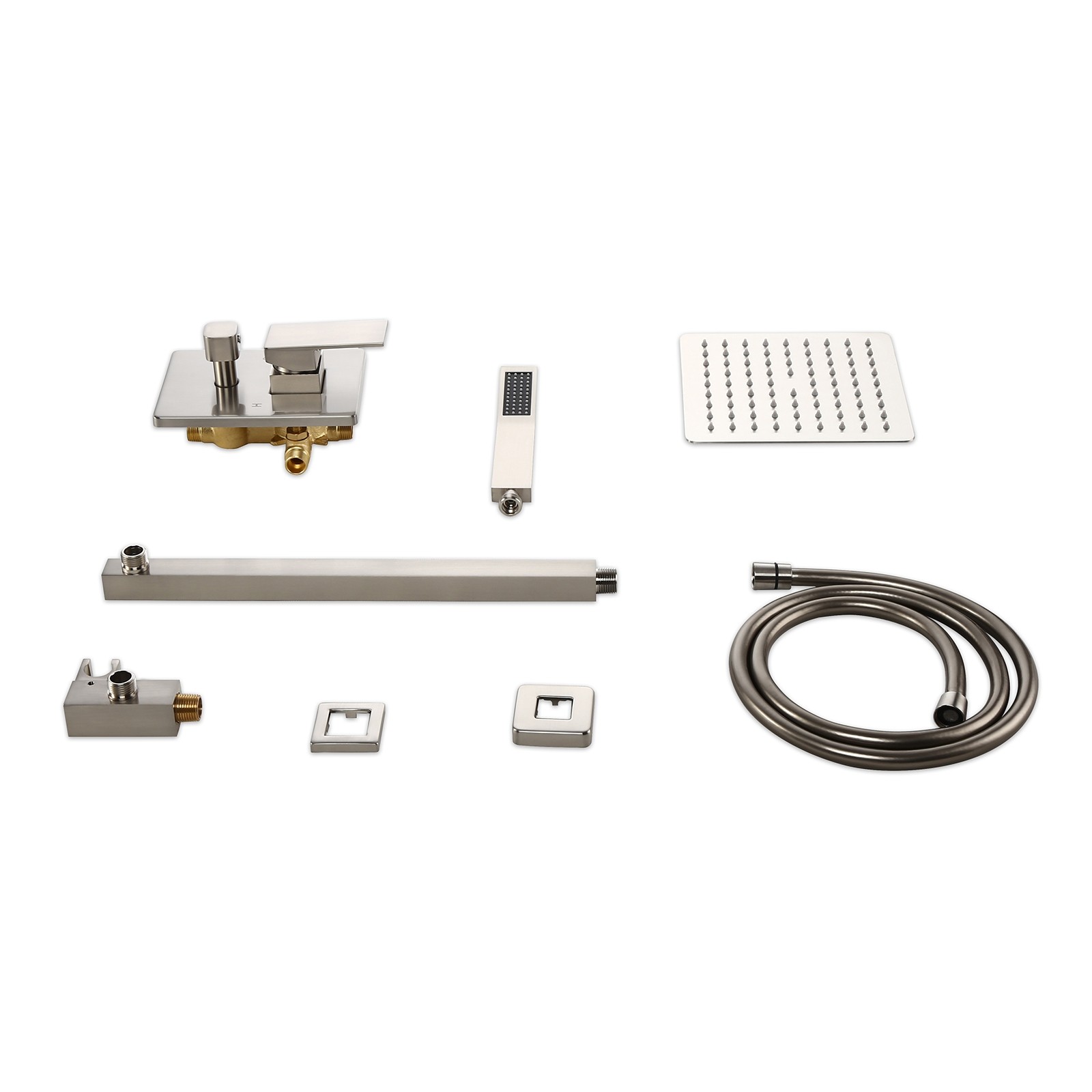 Modern 8" Wall Mounted Shower System with Handheld Shower Pressure Balance Valve