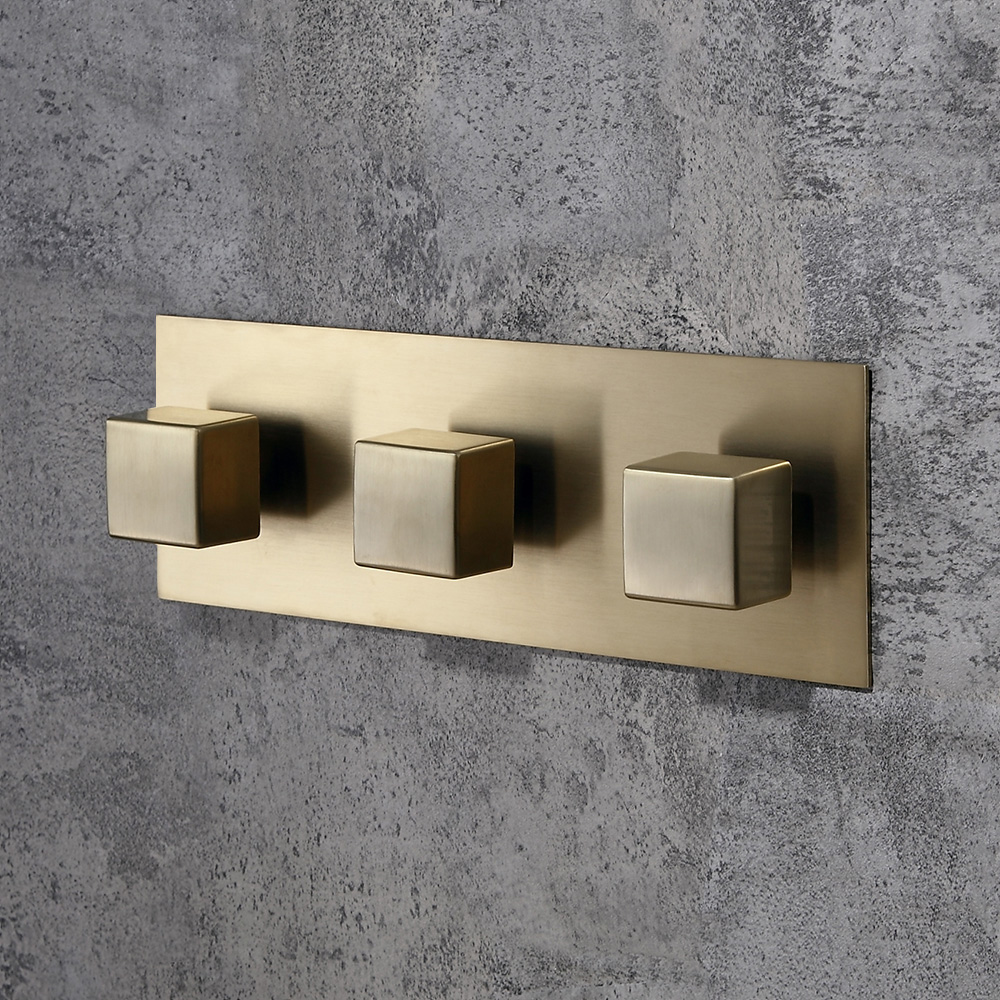 Moda Wall-Mounted 10" Shower System in Brushed Gold with Tub Spout Solid Brass