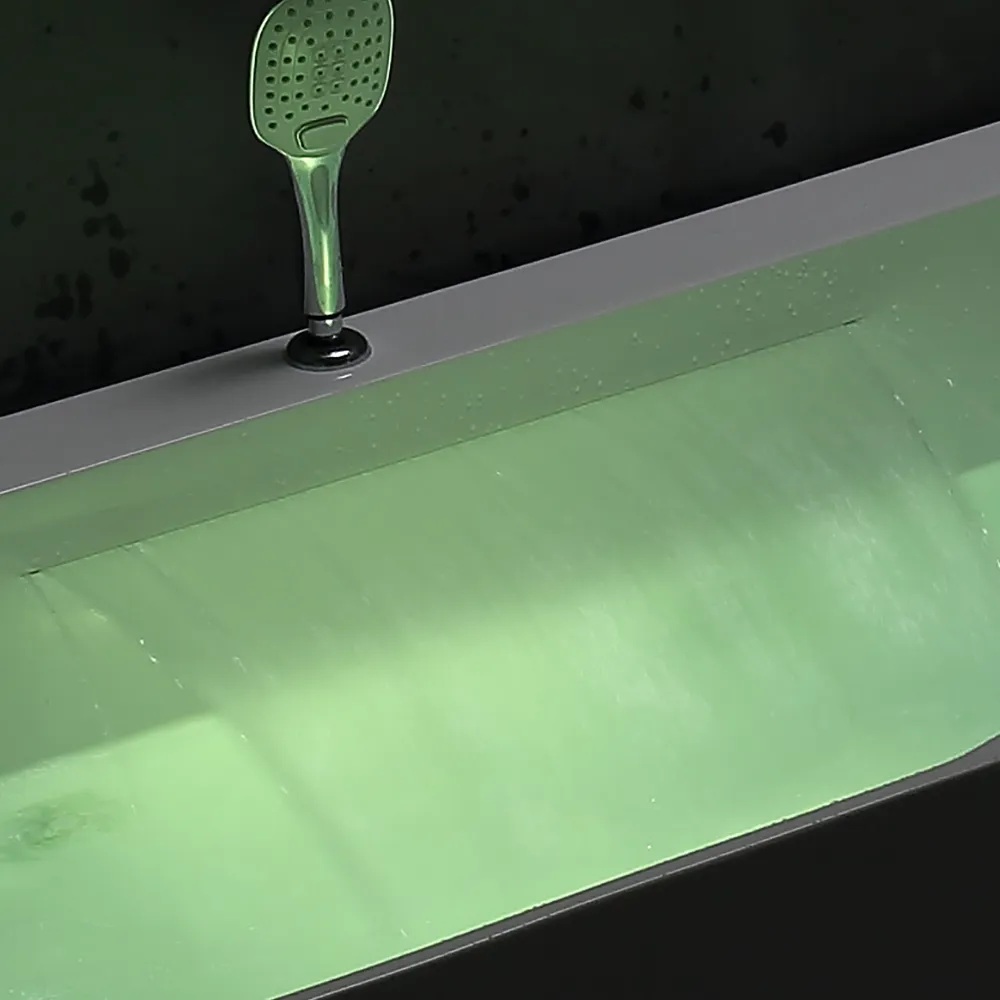 67" Modern Acrylic Rectangular Whirlpool Water Massage Bathtub Chromatherapy LED