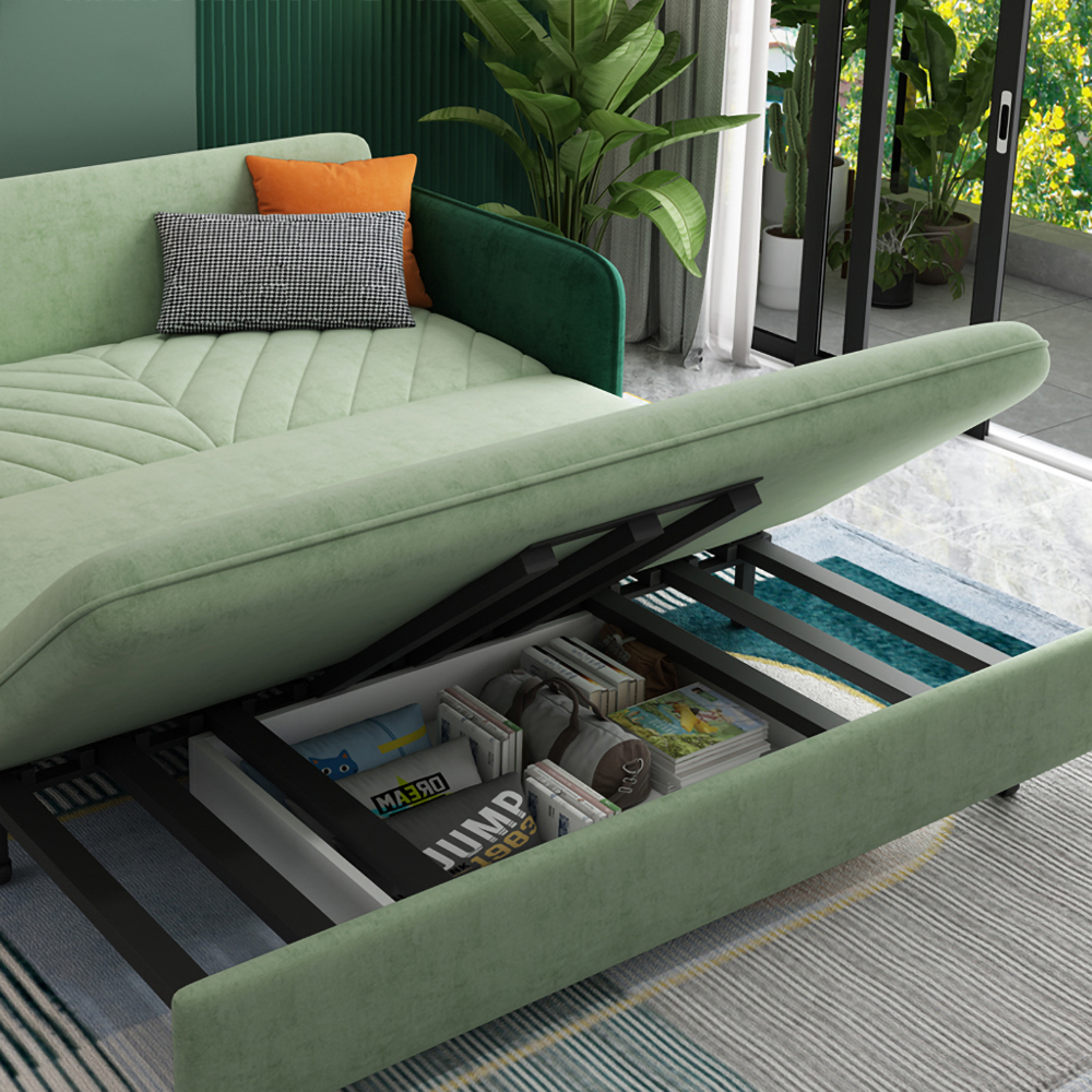 Canapé couchette complet Canapé convertible rembourré vert