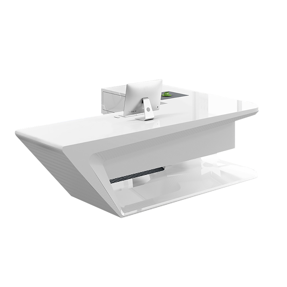 Modern L-Shaped Desk with Storage in MDF & Metal White Computer Desk Left Hand