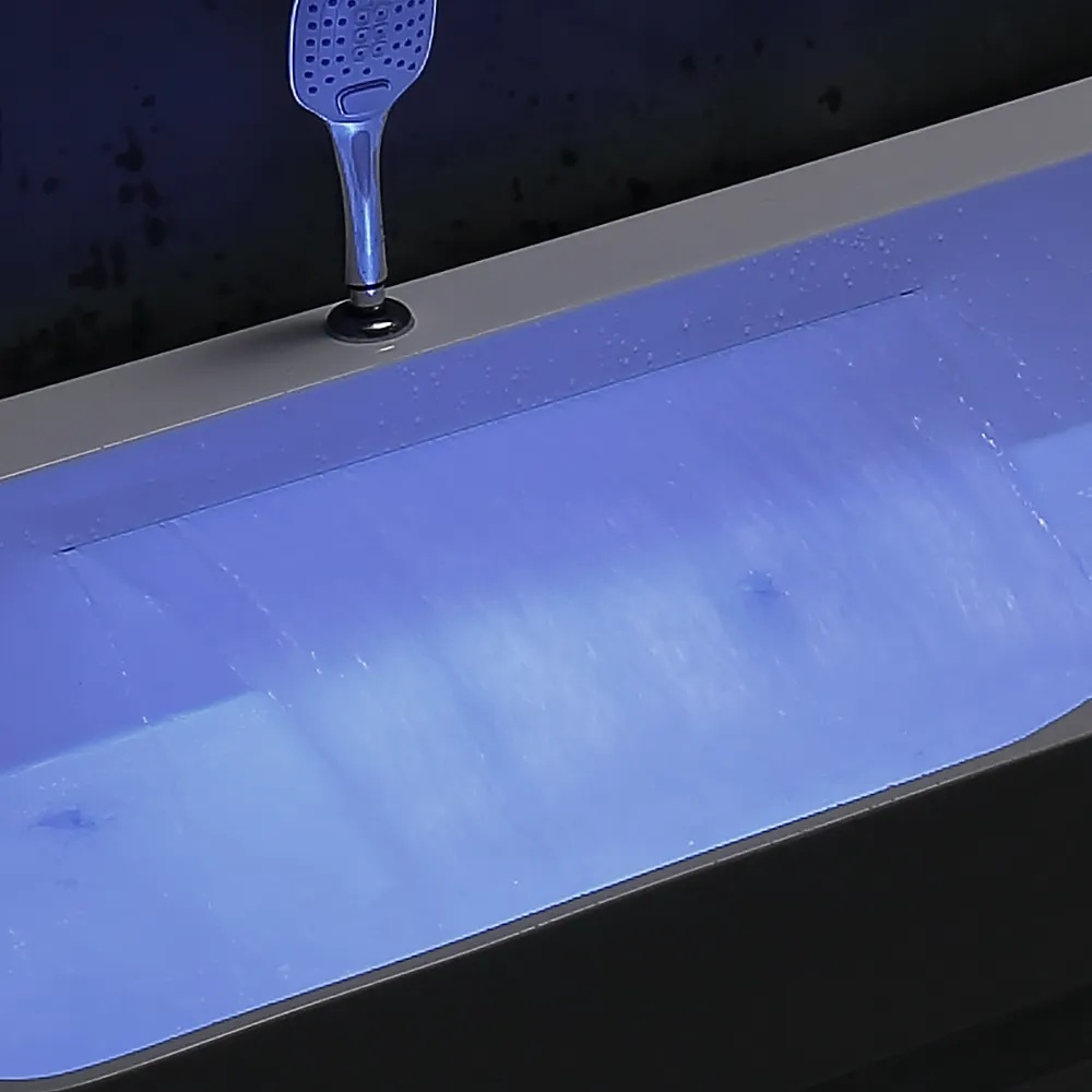 67" Modern Acrylic Rectangular Whirlpool Water Massage Bathtub Chromatherapy LED