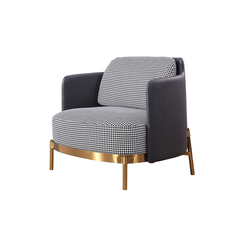 Moderner Houndstooth Accent Stuhl Sessel mit Leinenpolsterung für Wohnzimmer Stil B