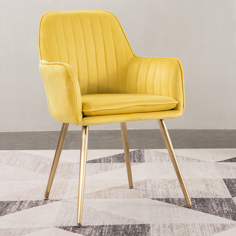 

Modern Dining Chair Yellow Velvet Upholstered Dining Chairs With Arms Set of 2