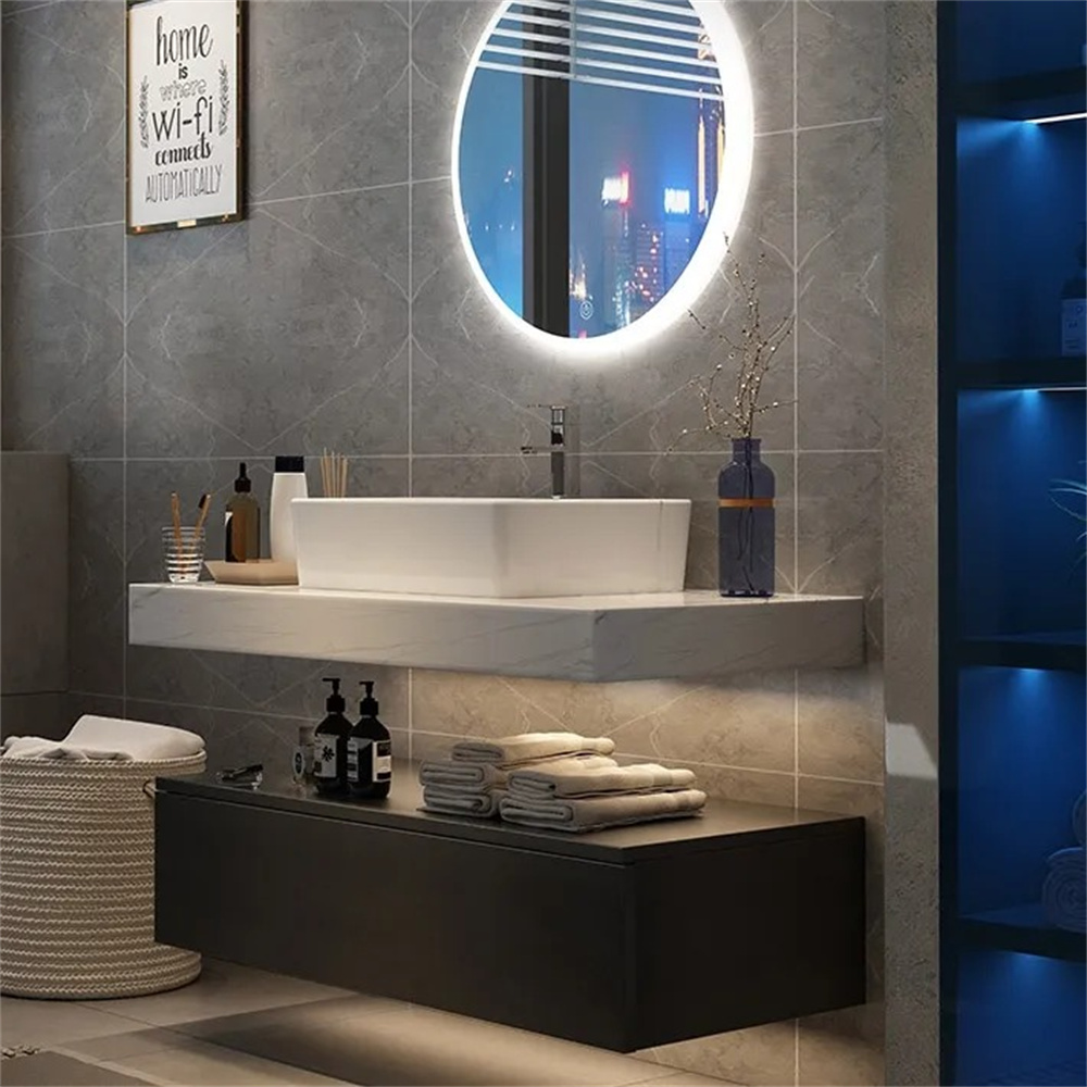 1000mm Modern Floating Bathroom Vanity Set With Single Basin White and Black