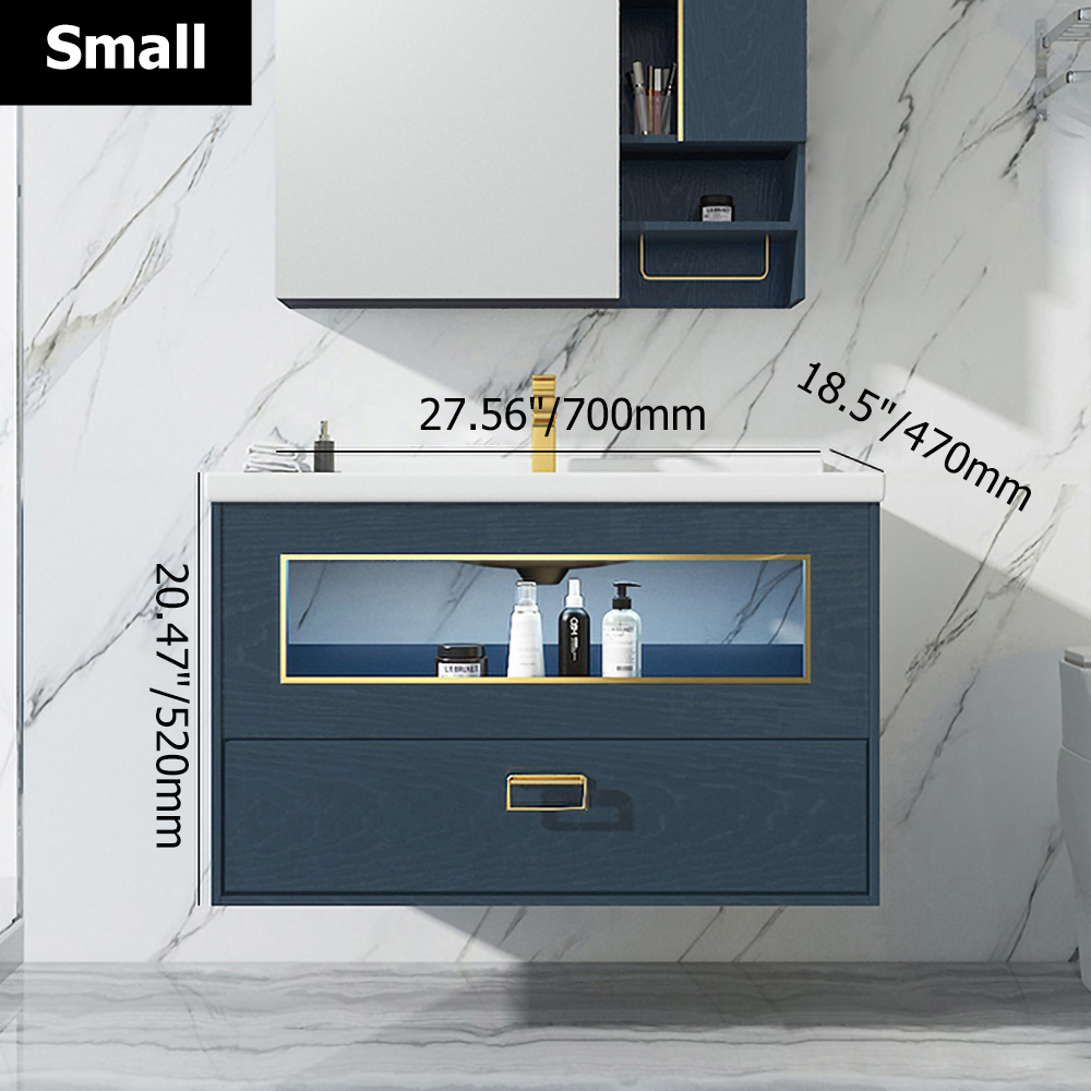 700mm Grey Floating Bathroom Vanity Ceramic Drop-In Basin with Cabinet & Drawer