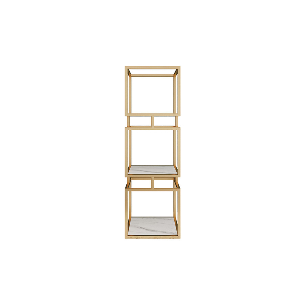 3-Tier Modern Gold Cube Bookcase with Metal Tower Display Shelf
