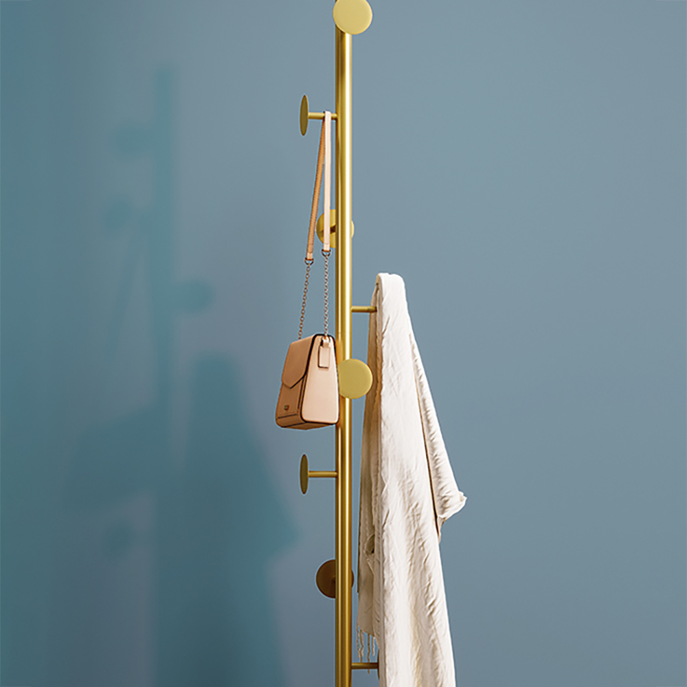 Coat Stand Rack Brass Gold Round Hooks Hallway Freestanding Coat Hanger Marble Base