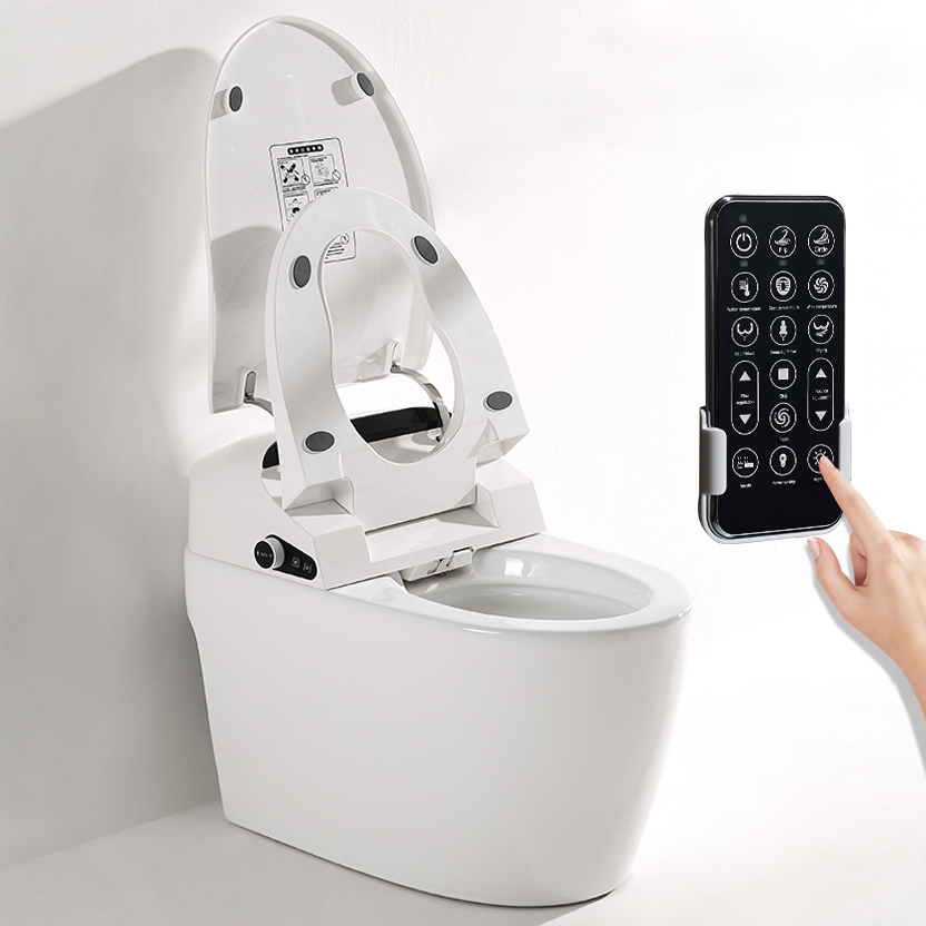 Modern Smart One-Piece 1.27 GPF Floor Mounted Elongated Toilet and Bidet with Seat